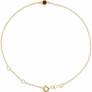 14K Yellow Natural Mozambique Garnet Bezel-Set Solitaire 6 1/2-7 1/2" Bracelet