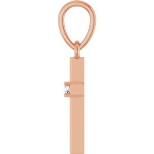14K Rose Gold .015 CT Natural Diamond Cross Pendant