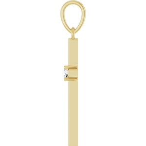 14K Yellow Gold .06 CT Natural Diamond Cross Pendant