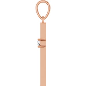 14K Rose Gold .06 CT Natural Diamond Cross Pendant