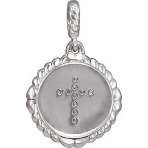 Sterling Silver .04 CTW Natural Diamond Cross Rope Pendant