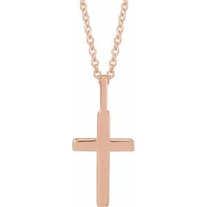 14K Rose Gold Knife-Edge Cross 16-18" Necklace