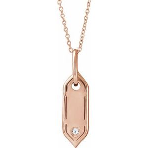 14K Rose Gold .05 CT Natural Diamond Initial G 16-18" Necklace