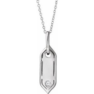14K White Gold .05 CT Natural Diamond Initial B 16-18" Necklace