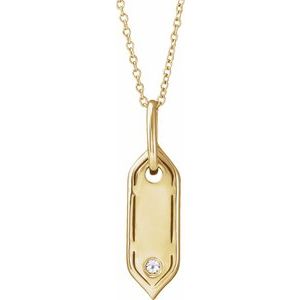 14K Yellow Gold .05 CT Natural Diamond Initial C 16-18" Necklace
