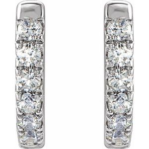 14K White Gold 1/8 CTW Natural Diamond Hoop Earrings