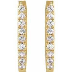 14K Yellow Gold 1/5 CTW Natural Diamond Hoop Earrings