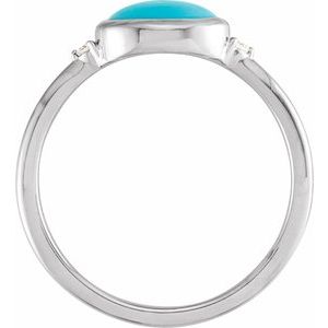 14K Yellow Gold Natural Turquoise & .03 CTW Natural Diamond Ring
