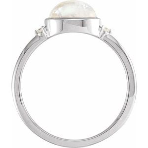 Sterling Silver Natural Rainbow Moonstone & .03 CTW Natural Diamond Ring