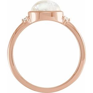14K Rose Gold Natural Rainbow Moonstone & .03 CTW Natural Diamond Ring