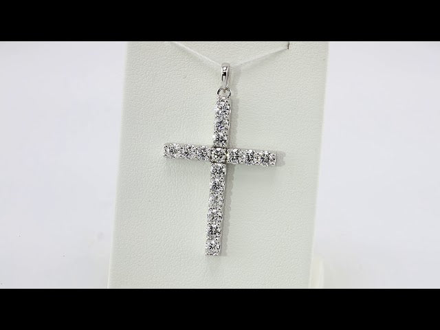 14K White Gold 3/4 CTW Natural Diamond Cross 18" Necklace