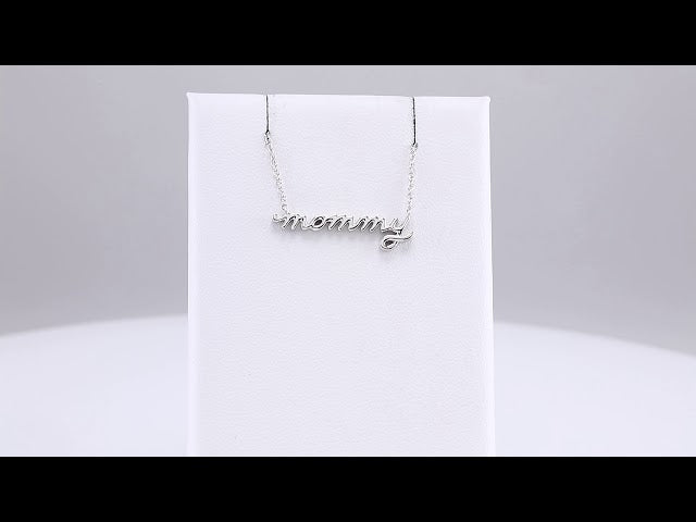 14K White Gold Petite Mommy Script 18" Necklace