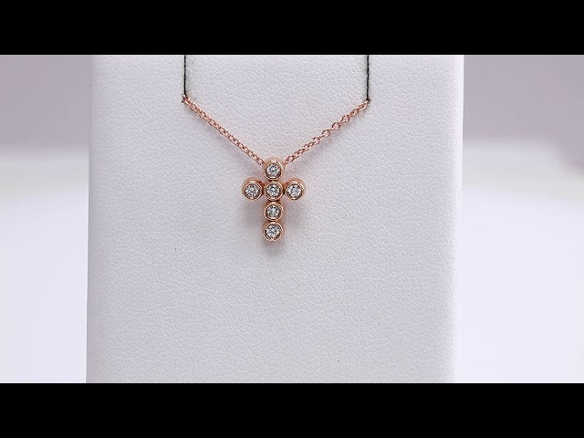 14K Rose Gold 1/6 CTW Natural Diamond Cross 16-18" Necklace