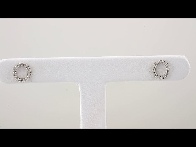 14K White Gold 1/8 CTW Natural Diamond Initial O Earrings