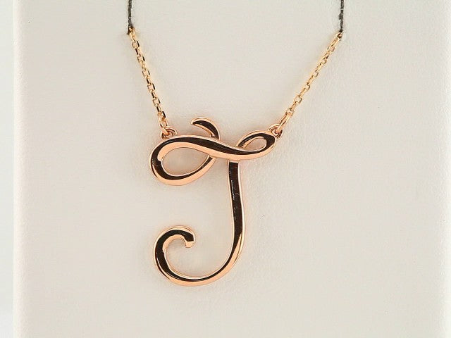 14K Rose Gold Script Initial J 16" Necklace