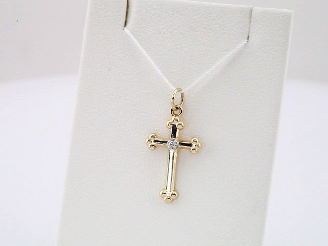 14K Yellow/White Gold .01 CTW Natural Diamond Cross Pendant