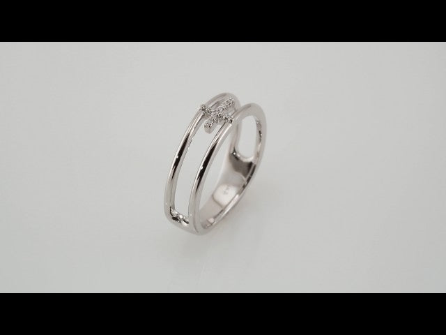 Sterling Silver .025 CTW Natural Diamond Negative Space Cross Ring