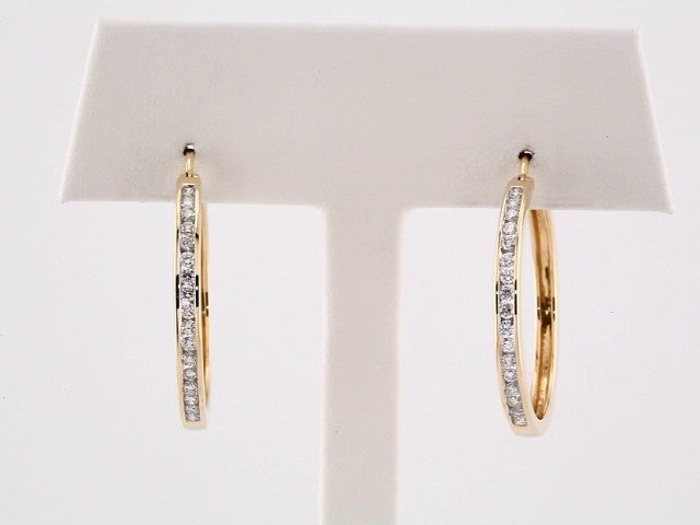 14K Yellow Gold 1/2 CTW Natural Diamond Hoop Earrings