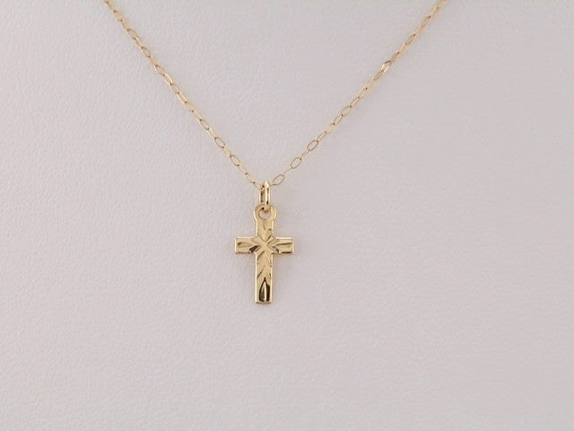 14K Yellow Gold 9.5x6.5 mm Cross 15" Necklace