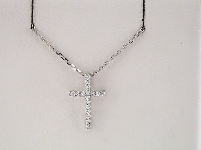 14K White Gold .06 CTW Natural Diamond Petite Cross 16" Necklace