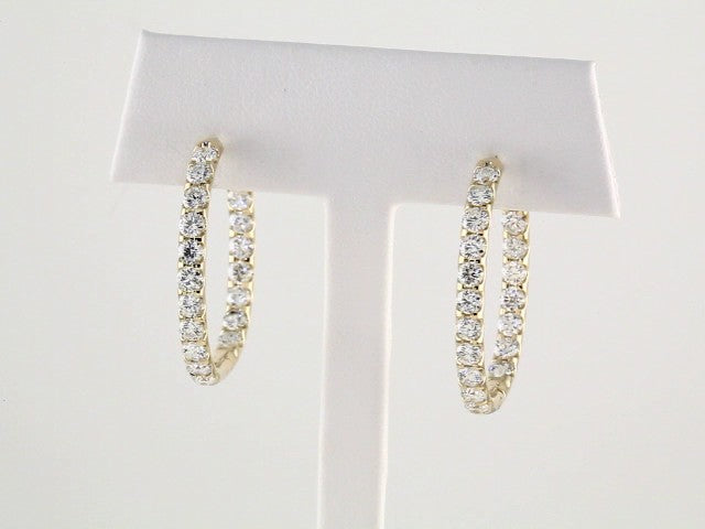 14K Yellow Gold 3 CTW Natural Diamond Inside-Outside Hinged 28.3 mm Hoop Earrings