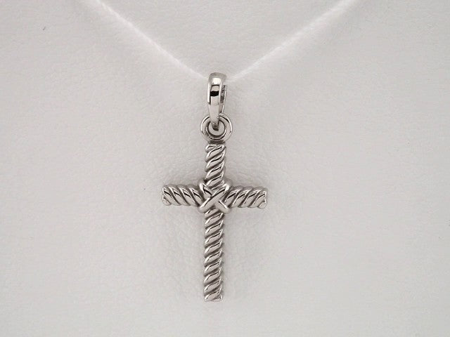 Platinum 13.5x8.6 mm Rope Cross Pendant