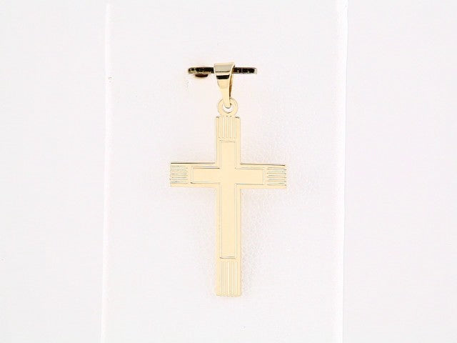 14K Yellow Gold 29.4x12 mm Cross Pendant
