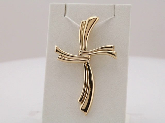 14K Yellow Gold 49.25x30.5 mm Modern Cross Pendant