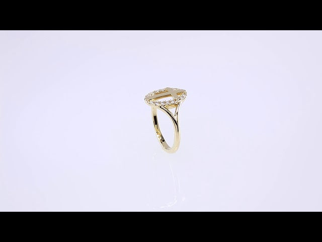 14K Yellow Gold 1/5 CTW Natural Diamond French-Set Halo-Style Cross Ring