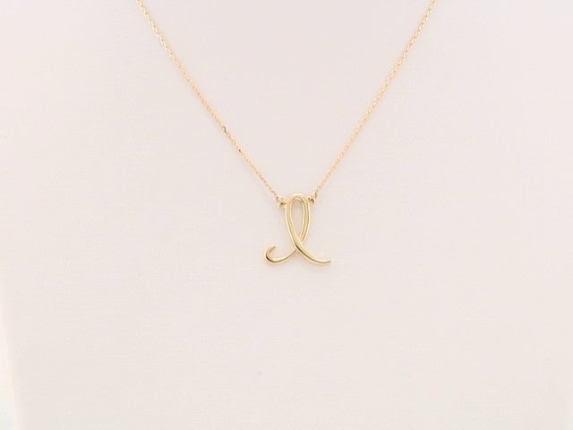 14K Yellow Gold Script Initial I 16" Necklace