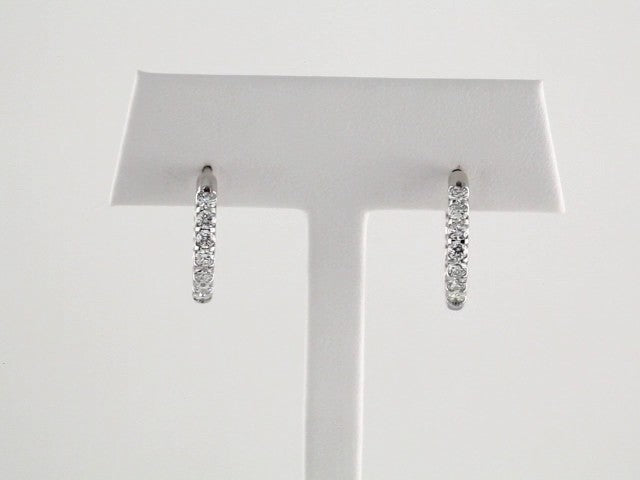 14K White Gold 1 1/8 CTW Natural Diamond Inside-Outside Hinged 18.5 mm Hoop Earrings