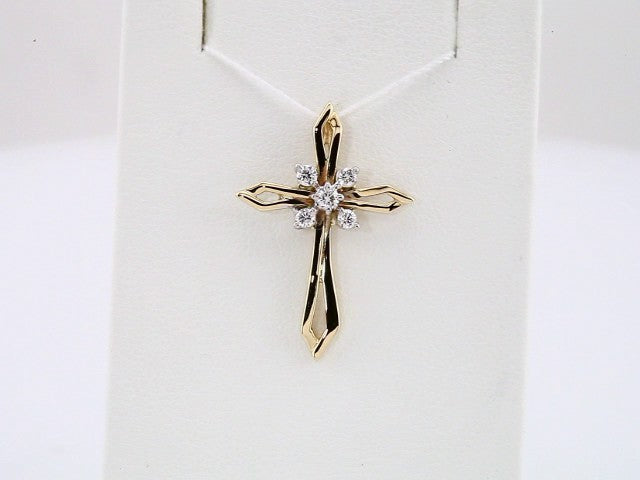 14K Yellow/White Gold 1/6 CTW Natural Diamond Cross Pendant