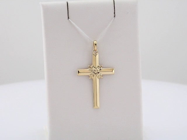 14K Yellow Gold 32.5x19.5 mm Cross Pendant