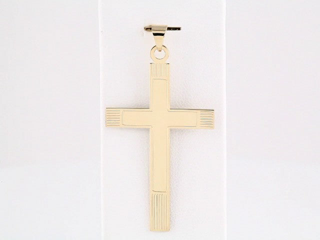 14K Yellow Gold 49.4x18 mm Cross Pendant