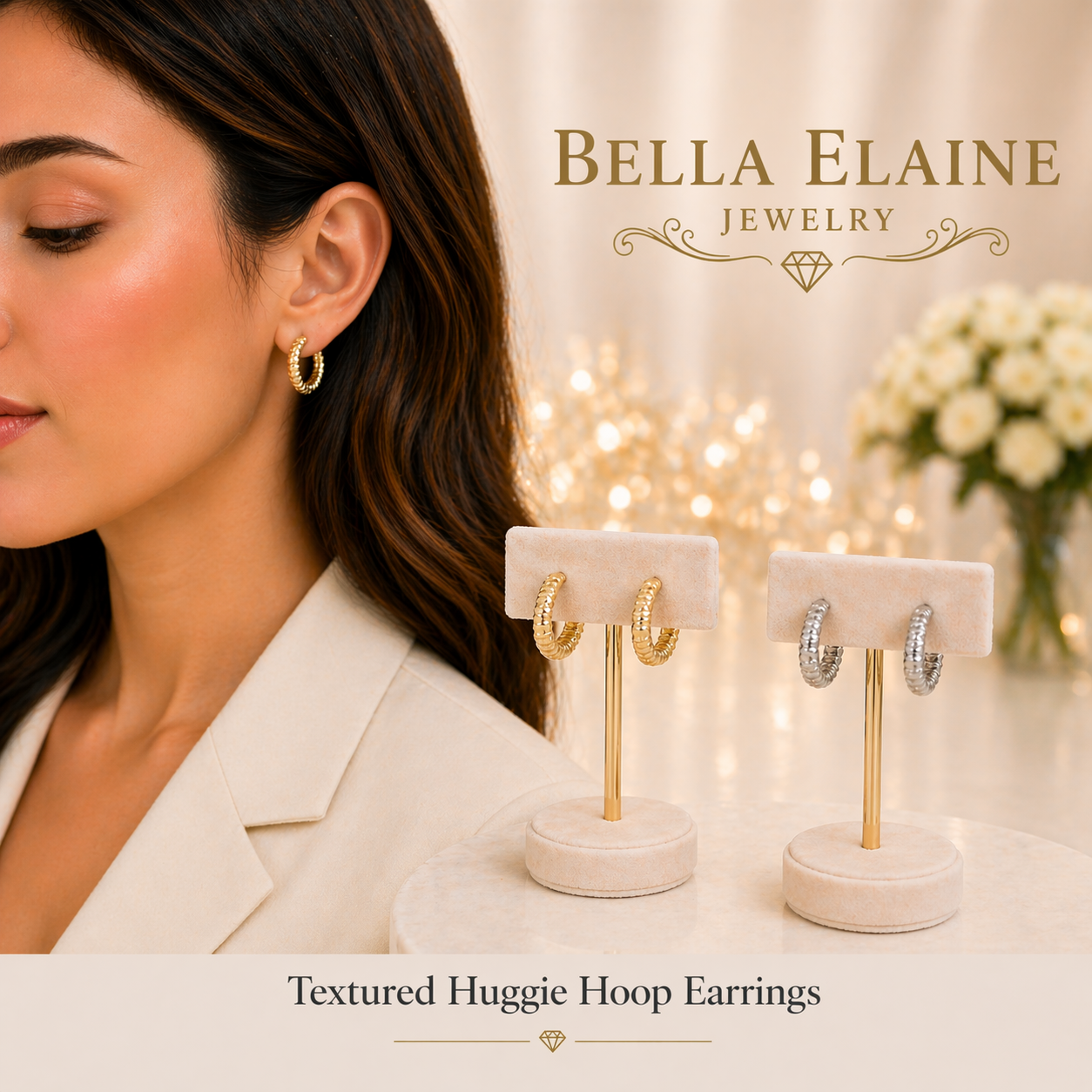 Textured Huggie Hoop Earrings