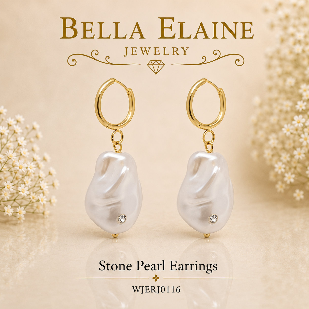 Stone Pearl Earrings