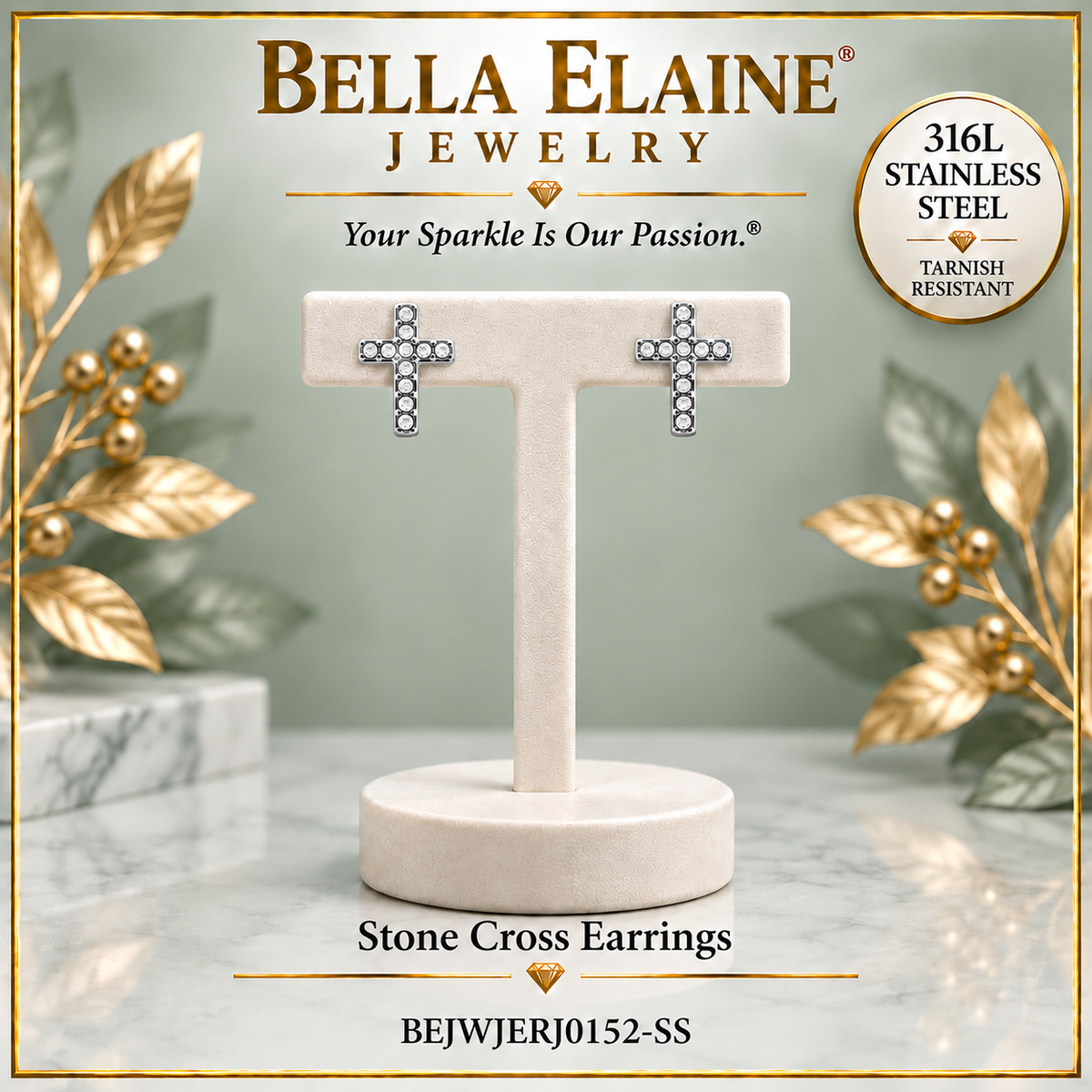 Stone Cross Earrings