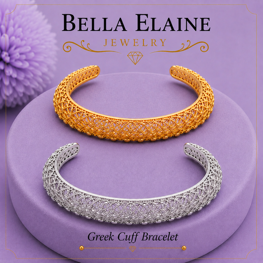 Greek Cuff Bracelet in 18K Gold Filled – Bella Elaine Jewelry