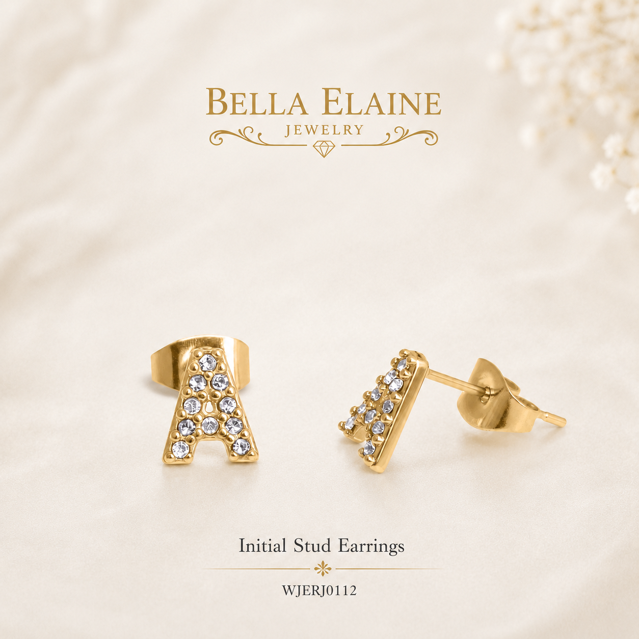 Initial Stud Earrings