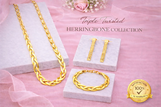 Triple Twisted Herringbone 18K Gold Filled Collection