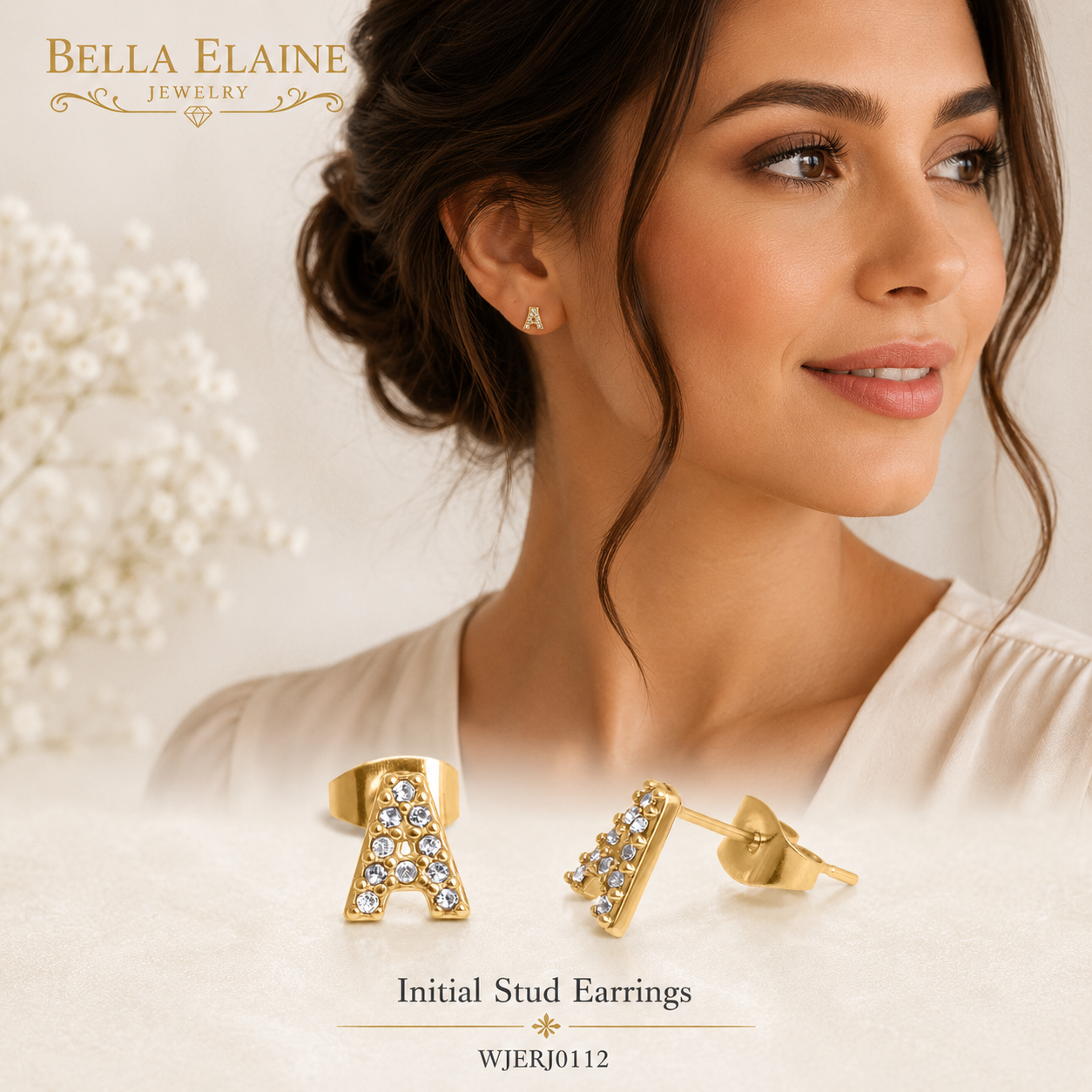 Initial Stud Earrings