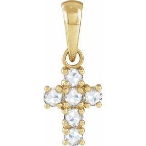 14K Yellow Gold 1/8 CTW Rose-Cut Natural Diamond Cross Pendant