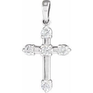 Sterling Silver 1/6 CTW Natural Diamond Cross Pendant