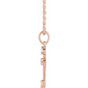 14K Rose Gold 1/6 CTW Natural Diamond Cross 16-18" Necklace