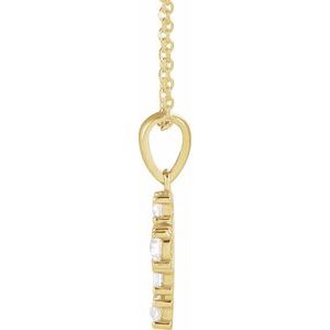 14K Yellow Gold 3/8 CTW Rose-Cut Natural Diamond Cross 16-18" Necklace