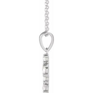 Sterling Silver 3/8 CTW Rose-Cut Natural Diamond Cross 16-18" Necklace