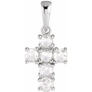 Platinum 3/8 CTW Rose-Cut Natural Diamond Cross Pendant