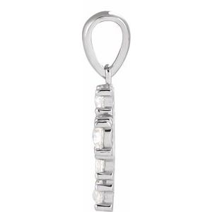 Platinum 3/8 CTW Rose-Cut Natural Diamond Cross Pendant