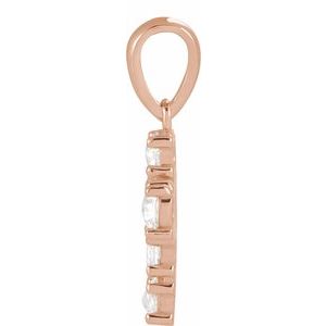 14K Rose Gold 3/8 CTW Rose-Cut Natural Diamond Cross Pendant