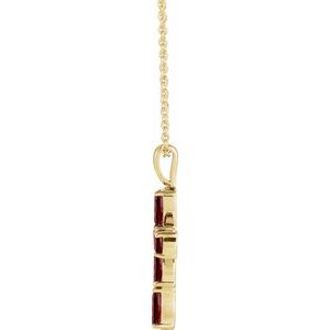 14K Yellow Gold Natural Mozambique Garnet Cross 16-18" Necklace